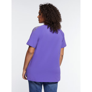 Fiorella Rubino - Camiseta con bordado de hojas - Violeta