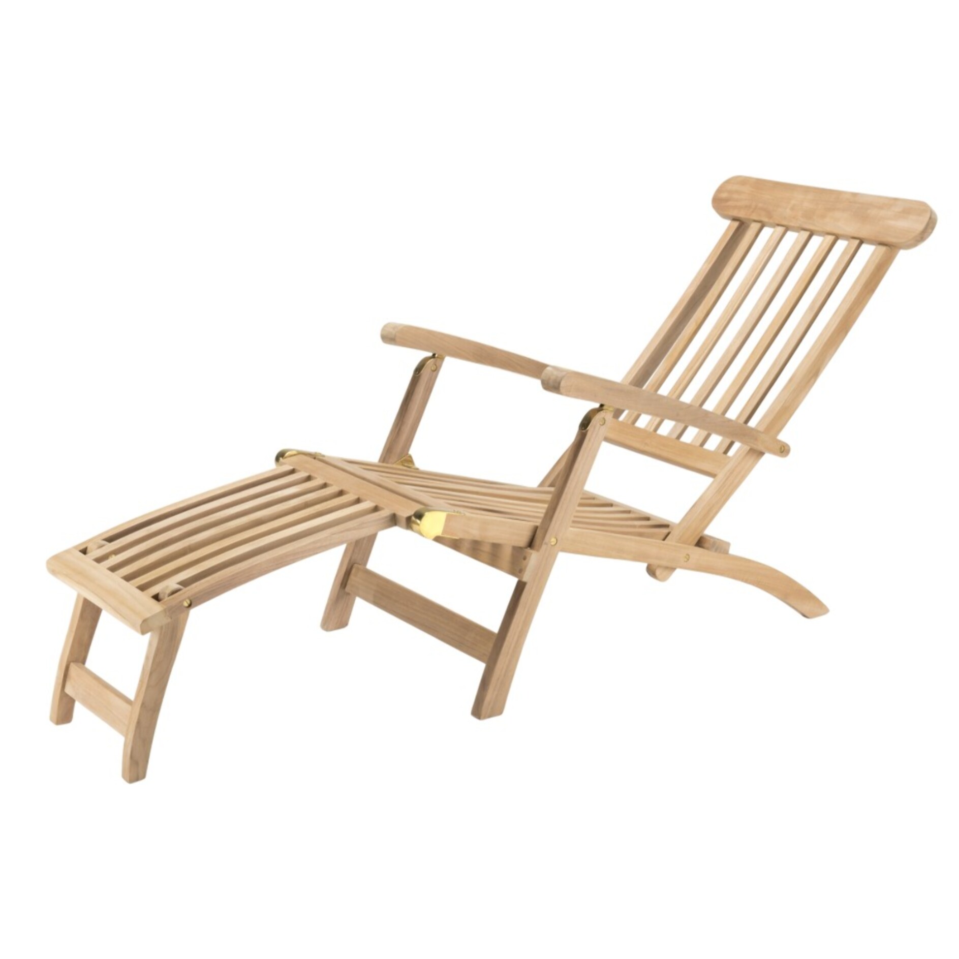 FUN - Chaise longue de jardin en bois teck brut