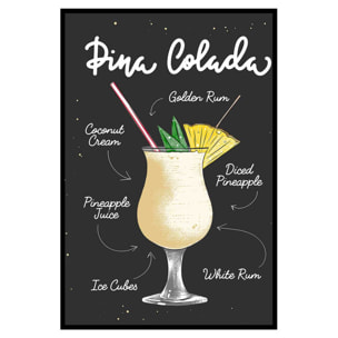 Affiche encadrée cocktail Piña Colada Affiche + cadre en métal - Noir