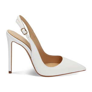 Décolleté slingback bianche, tacco 11 cm