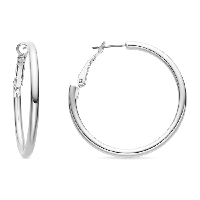 Pendientes de 40mm de diámetro acabados en rodio