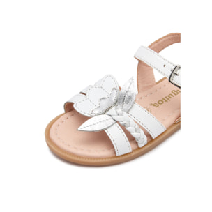 Sandalias Abiertas de Niña Brillantes en Blanco