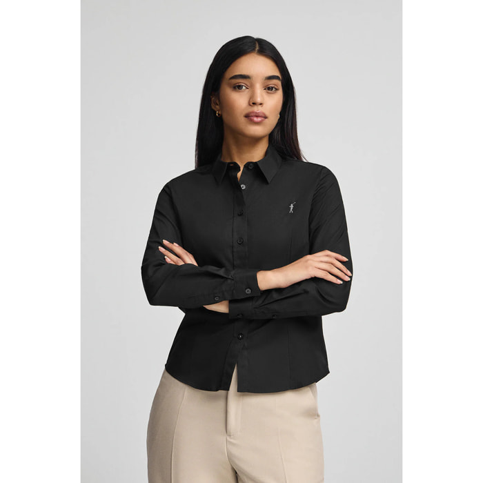 Camisa negra de corte slim con logo Rigby Go