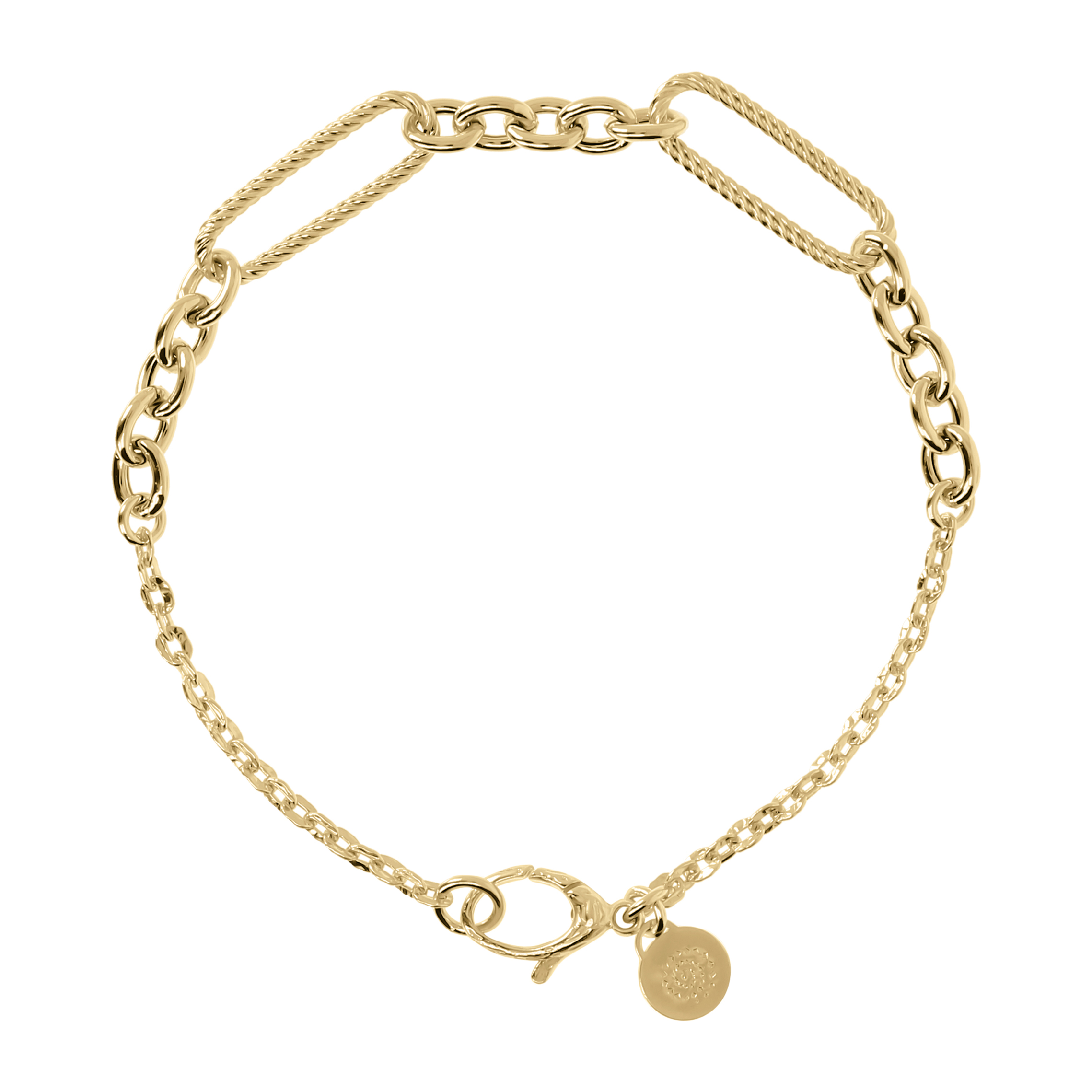 Bracciale Catena Rolo con Station di Maglie Alternate