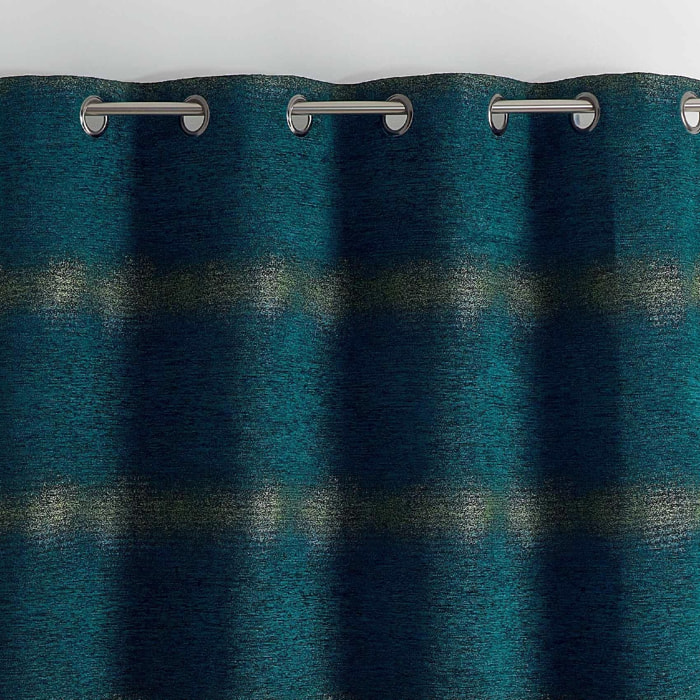 Rideau tamisant à jacquard chenille - Bleu Canard