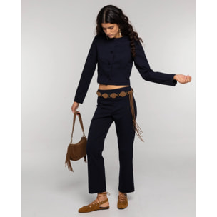 Pantalón de vestir  estilo traje con aberturas laterales y 5 botones en el bajo de mujer