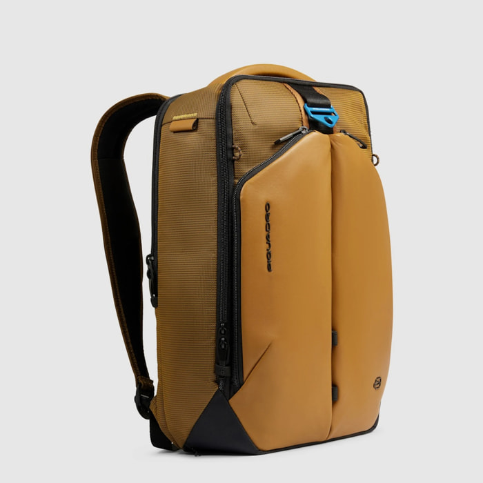 Piquadro Zaino porta pc e iPad® in tessuto riciclato e materiale bio-based con protezioni antiurto e RFID