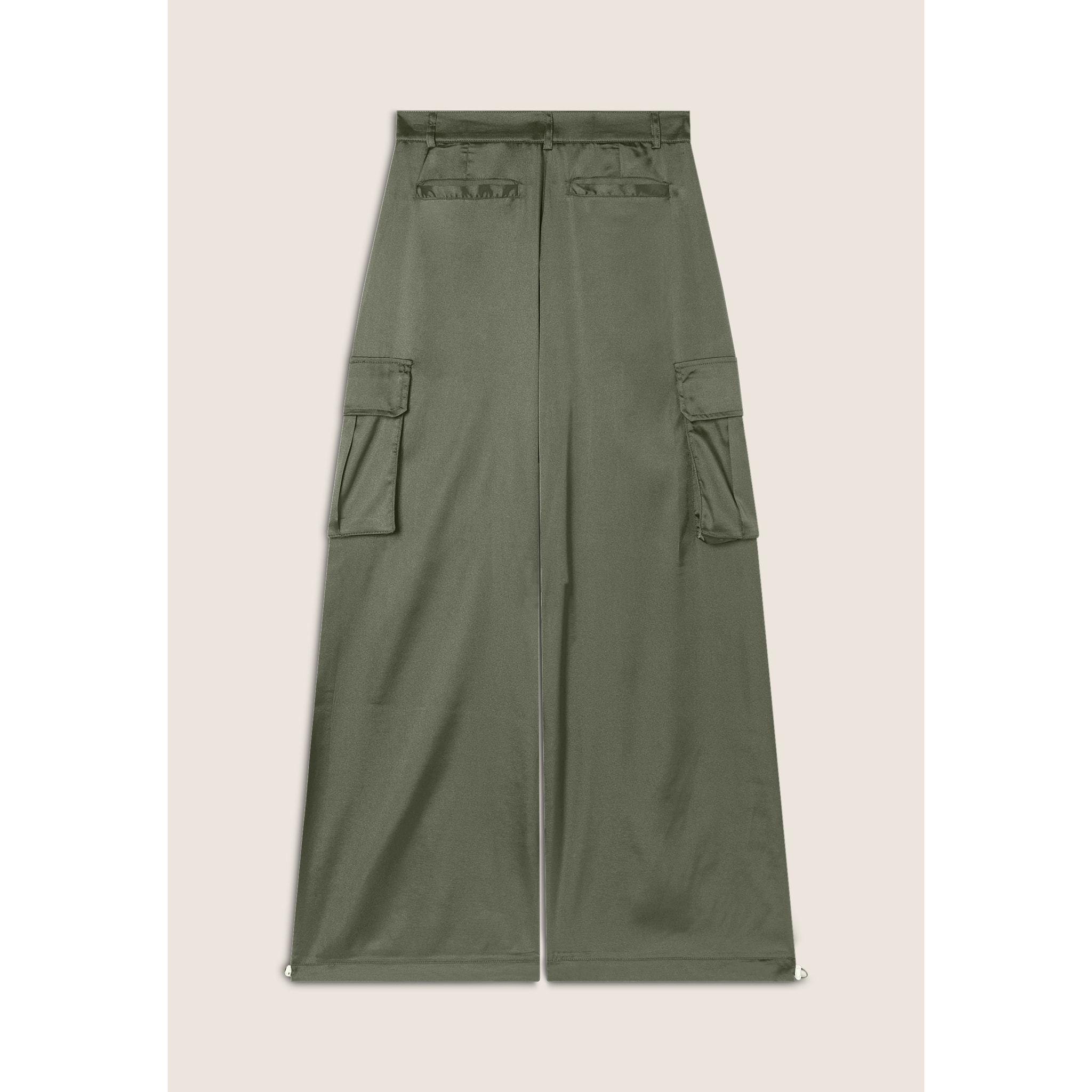 Pantaloni Cargo effetto seta wide leg con fondo regolabile