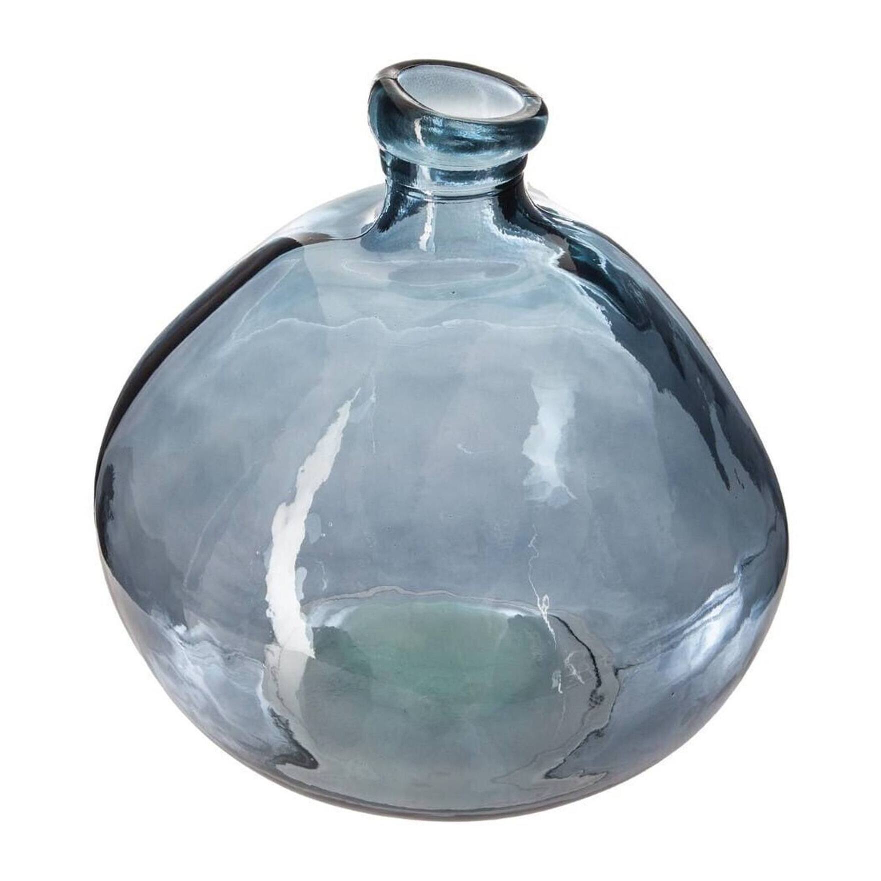 Jarrón redondo Uly diám. 21 cm cristal reciclado azul