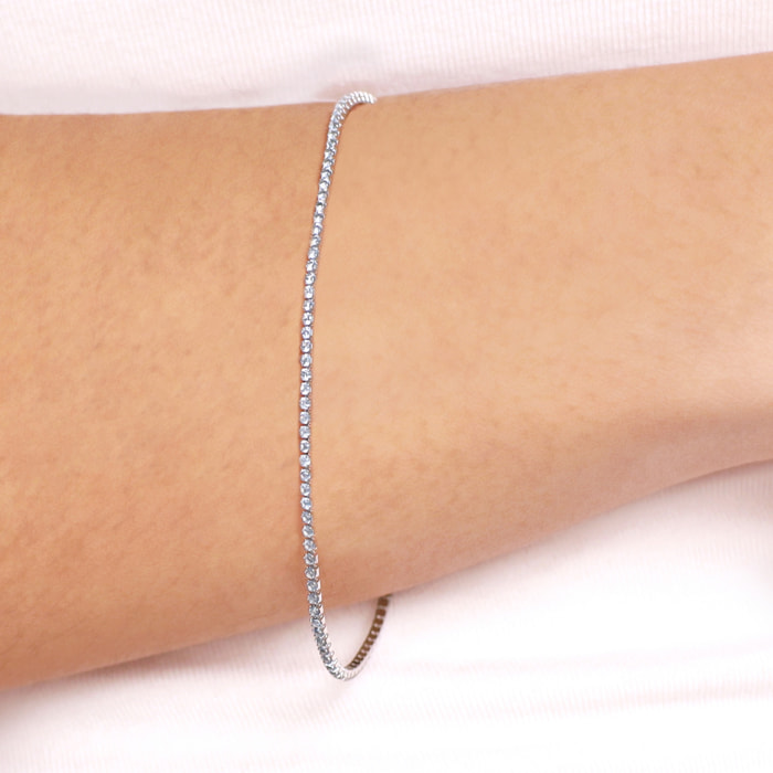 Bracciale Tennis con Cubic Zirconia Celesti 1.2mm