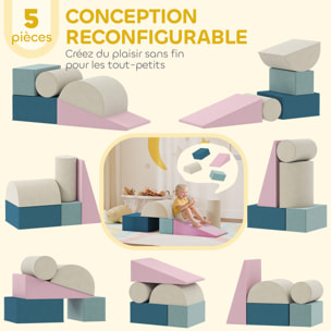 Parcours motricité bébé modulable 5 pièces zippées déhoussables velours multicolore