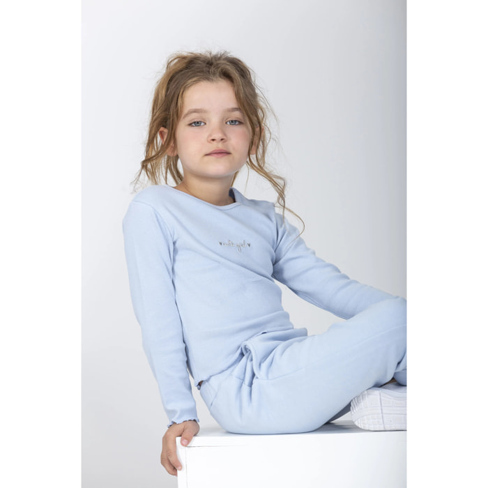 T-shirt Bambina Messaggio Azzurro