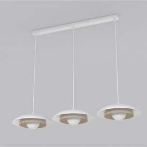 Lampada a sospensione SKIN a tre luci bianca e moka