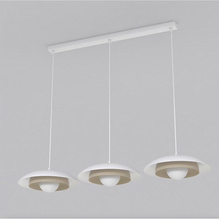 Lampada a sospensione SKIN a tre luci bianca e moka