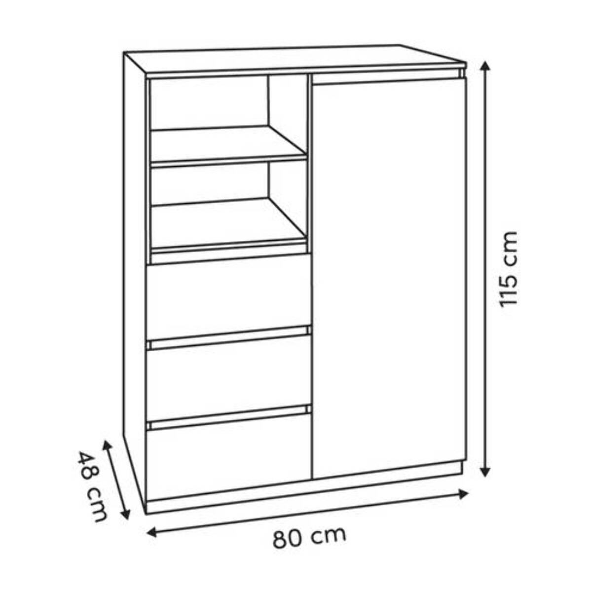 Penderie Dolo H.115cm 1 porte 3 tiroirs beige