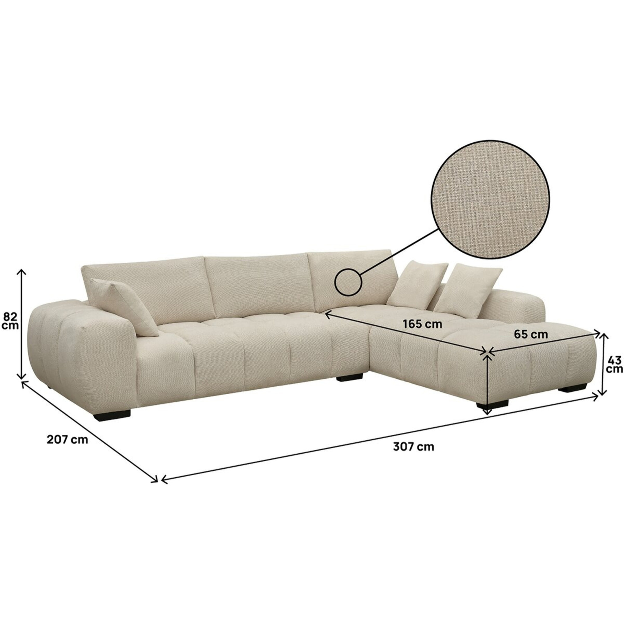 Canapé d'angle Monceau" - 3 places - Beige