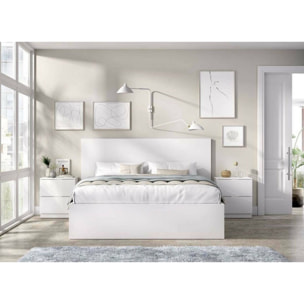 Letto matrimonialeLupit, Sommier per camera da letto, Giroletto per stanza, Struttura porta materasso, 266x205 h100 cm, Bianco