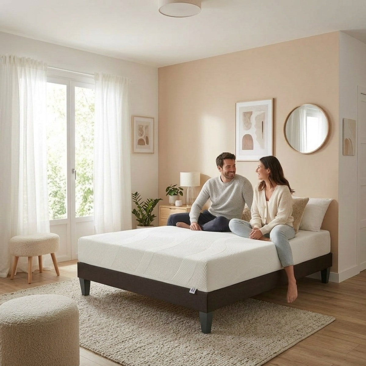 Ensemble Matelas Paris & Sommier KIT15, 24 cm, Mémoire de Forme, technologie Tri-Lattes, Soutien Ferme