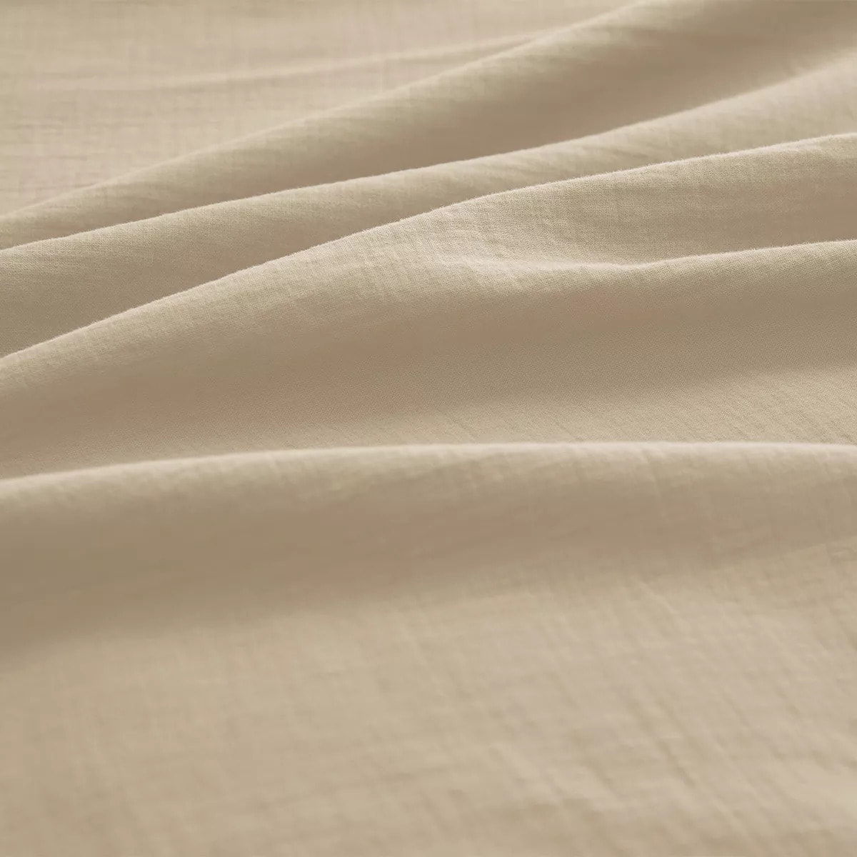 Housse de couette gaze de coton lavé uni beige Malia lin