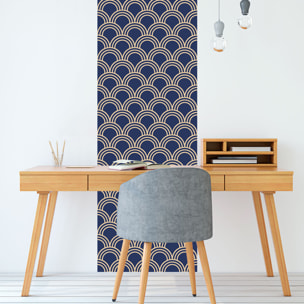 Papier peint intissé pré-encollé - SCANDINAVE ART DÉCO BLEU FONCÉ ARCHES - 1 rouleau