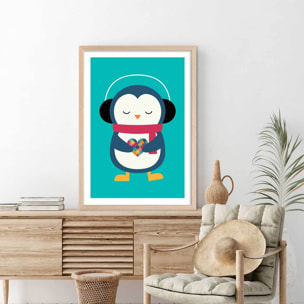 Affiche  coeur à prendre Affiche sous cadre bois