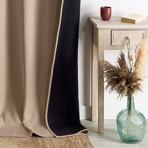 Rideau thermique phonique et semi occultant à galons fronceurs KONFOR - Beige