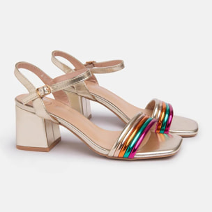 Sandalo con fascia e tacco ampio - PLATINO