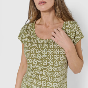 Vestido algodón sagitario verde cacería