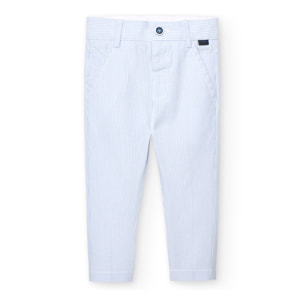 Pantalón oxford listado niño, estampado de rayas, azul claro