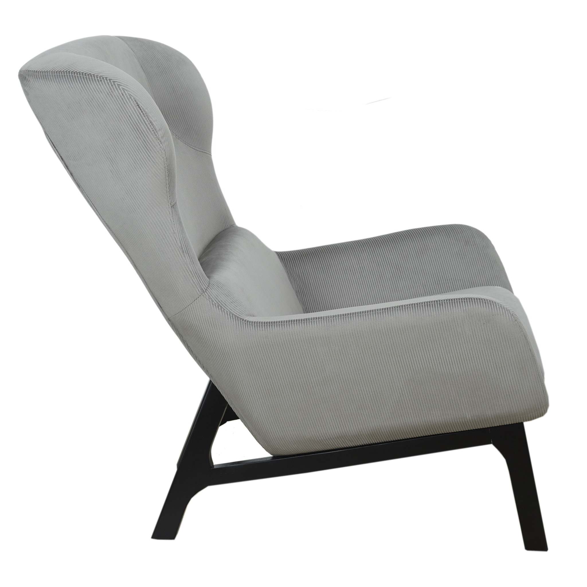 Fauteuil Velours Cotele Roma Gris Fonce