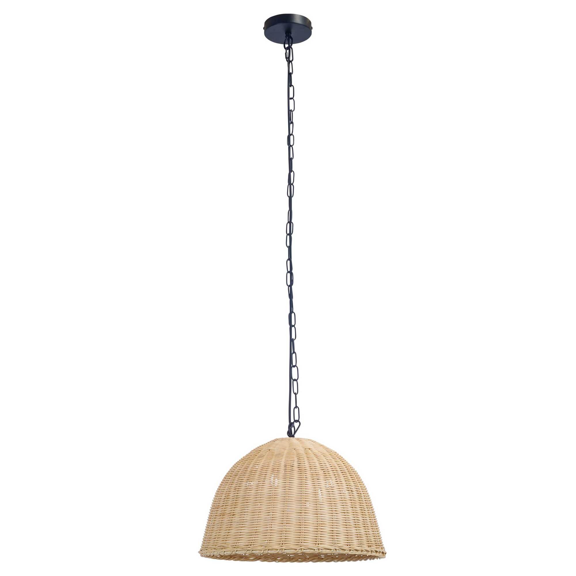 FORLIGHT Cortic lampara colgante de rattan natural / negro para bombilla E27