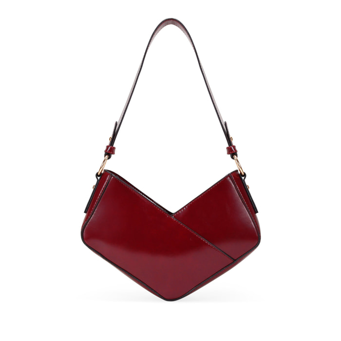 Bolso de hombro rojo asimétrico