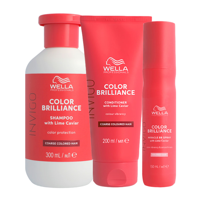 WELLA PROFESSIONALS Kit Invigo Color Brilliance Capelli Spessi Shampoo 300ml + Conditioner 200ml + Miracle BB Spray 150ml