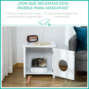 Casa para Gatos de Madera con Armario Almacenaje Orificio 51,5x48,2x51cm Blanco