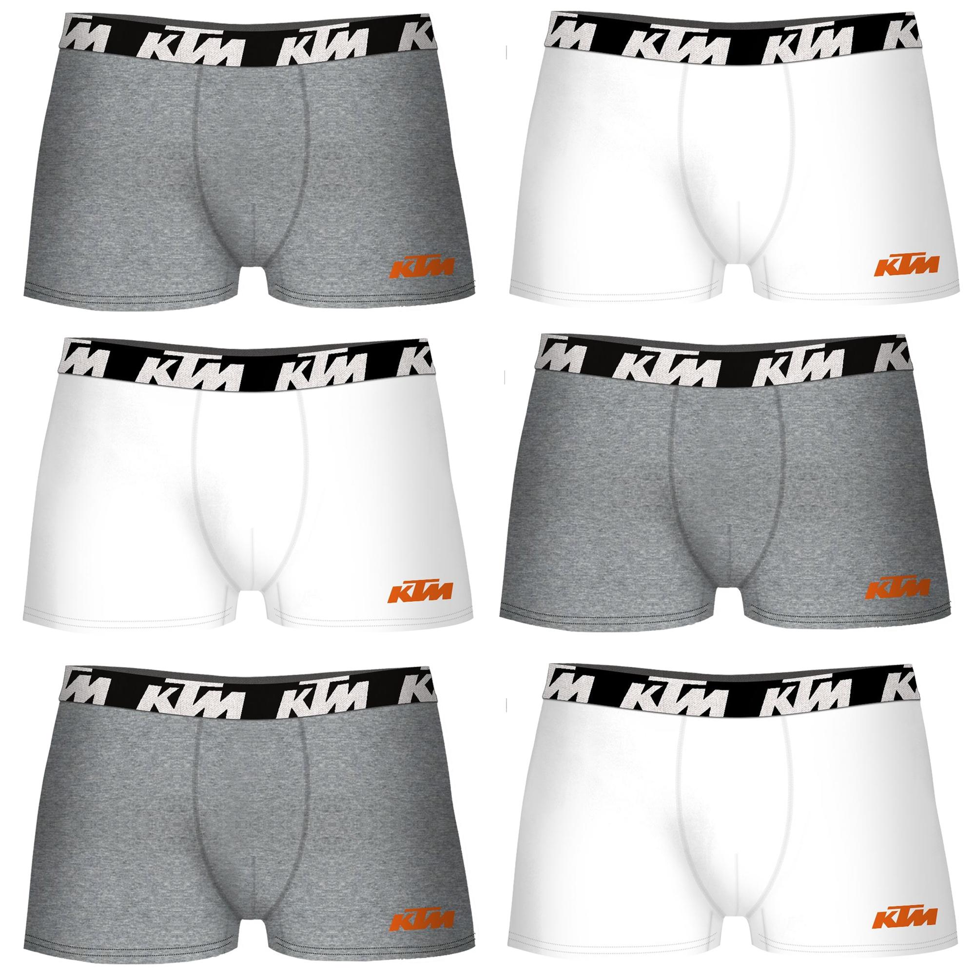 Set de 6 calzoncillos bóxer ktm blanco y gris claro