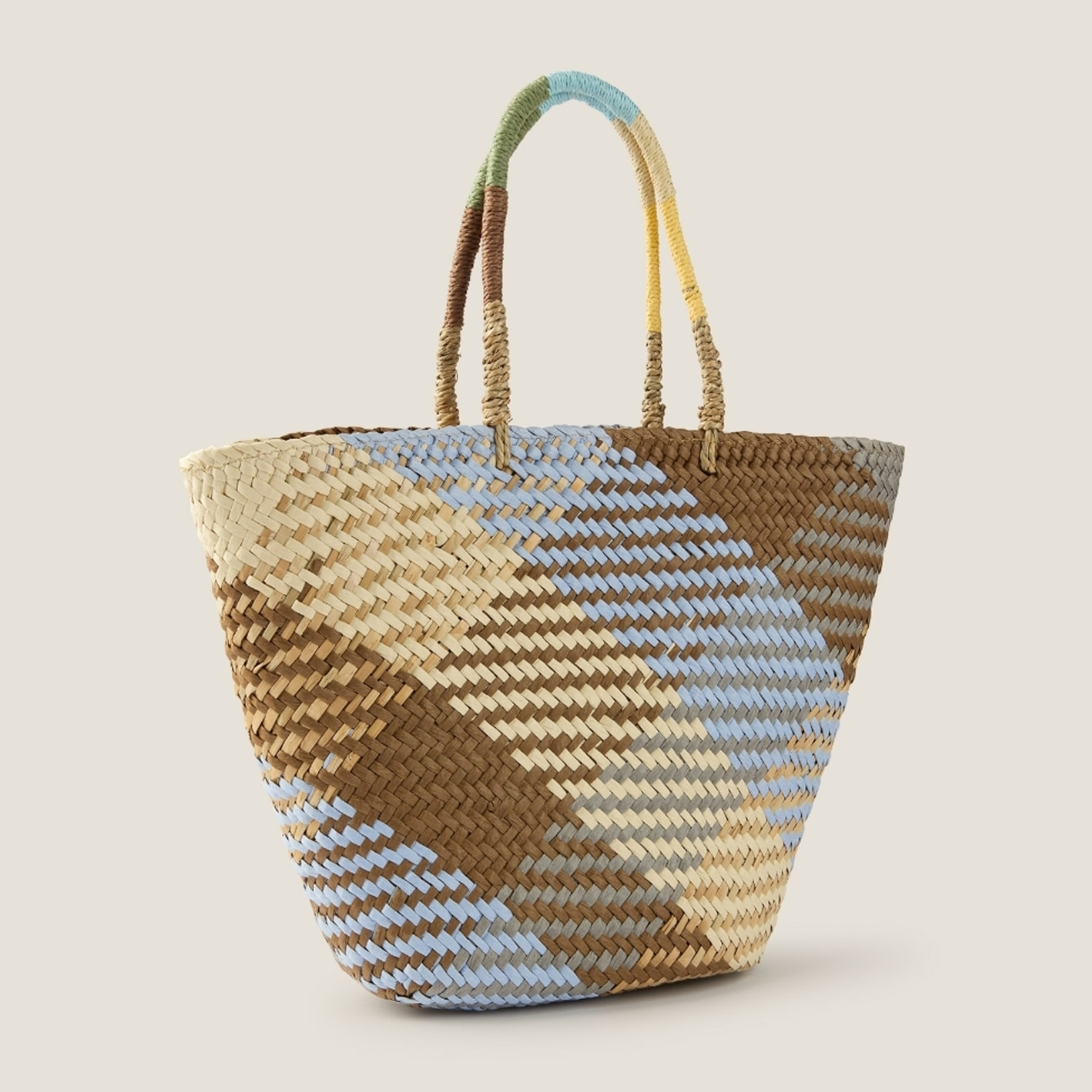 Capazo de playa en mimbre colores Zenda color amarillo