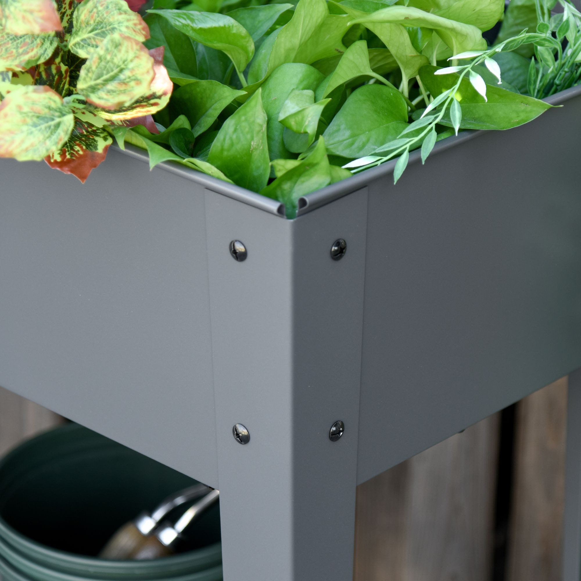 Jardinière sur pieds potager dim. 104L x 39l x 80H cm étagère 2 roues + insert d'irrigation métal gris