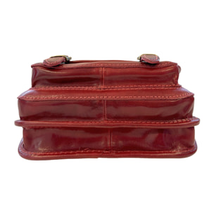 Borsa a Tracolla in Pelle da Donna, Tracolla Vintage con Doppia Fibbia e Chiusura Magnetica
