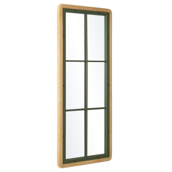 HELENA - Miroir rectangulaire esprit verrière pin et métal vert