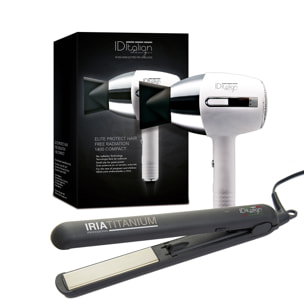 Pack Asciugacapelli Protect Hair 1400 W + Piastra In Titanio Professionale 1400 W