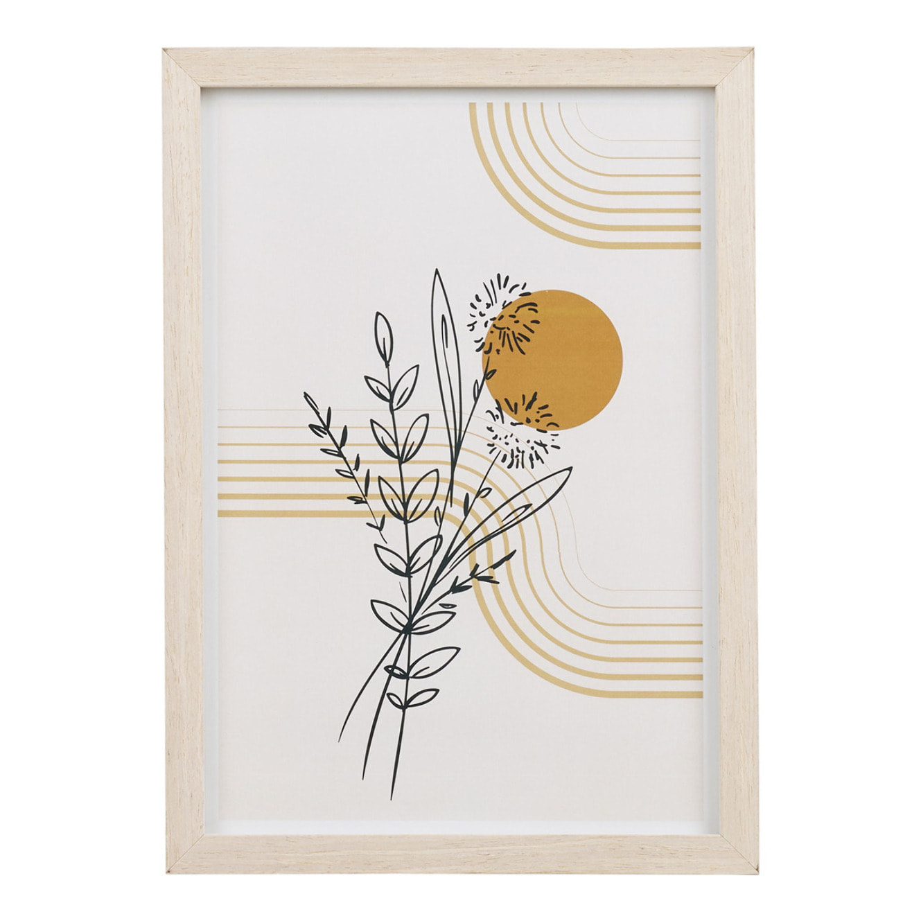 Set 3 cornici Madison in MDF naturale con stampe botaniche