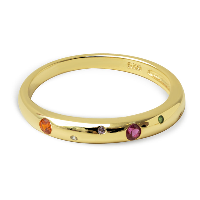 Anillo Colors Space Plata Baño Oro