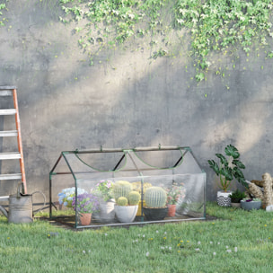 Mini serre de jardin serre à tomates 120 x 60 x 60 cm 2 fenêtres zippées enroulables acier thermolaqué PVC haute densité transparent
