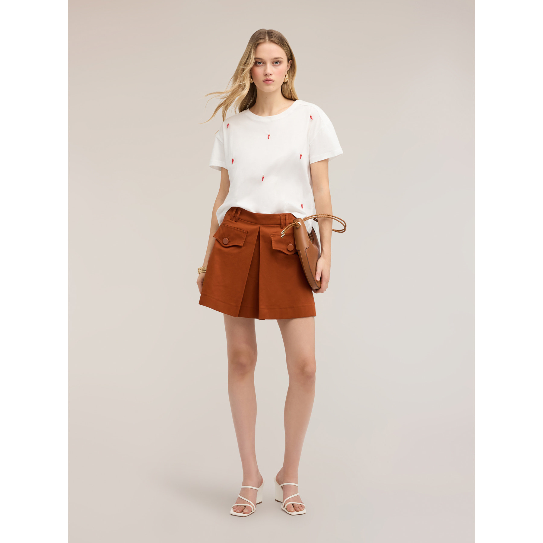 Motivi - T-shirt in jersey con ricami - Bianco