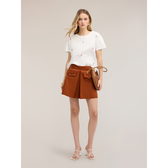 Motivi - T-shirt in jersey con ricami - Bianco