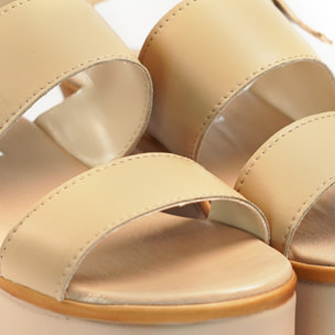 SANDALO DOPPIA FASCIA VERA PELLE BEIGE