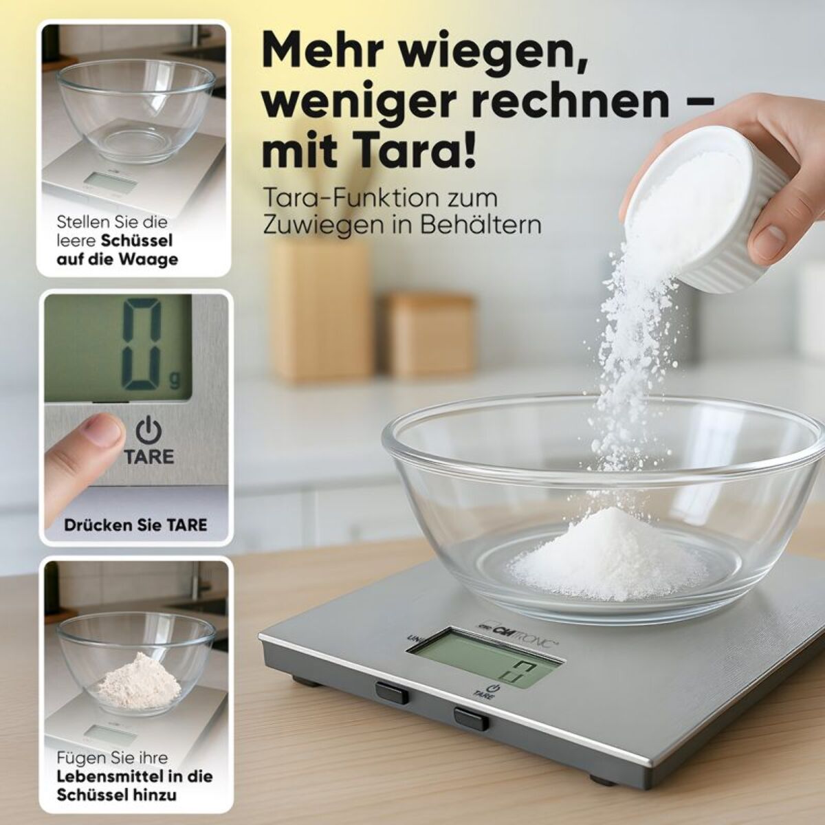 Balance de cuisine en acier inoxydable Clatronic KW3821-Inox