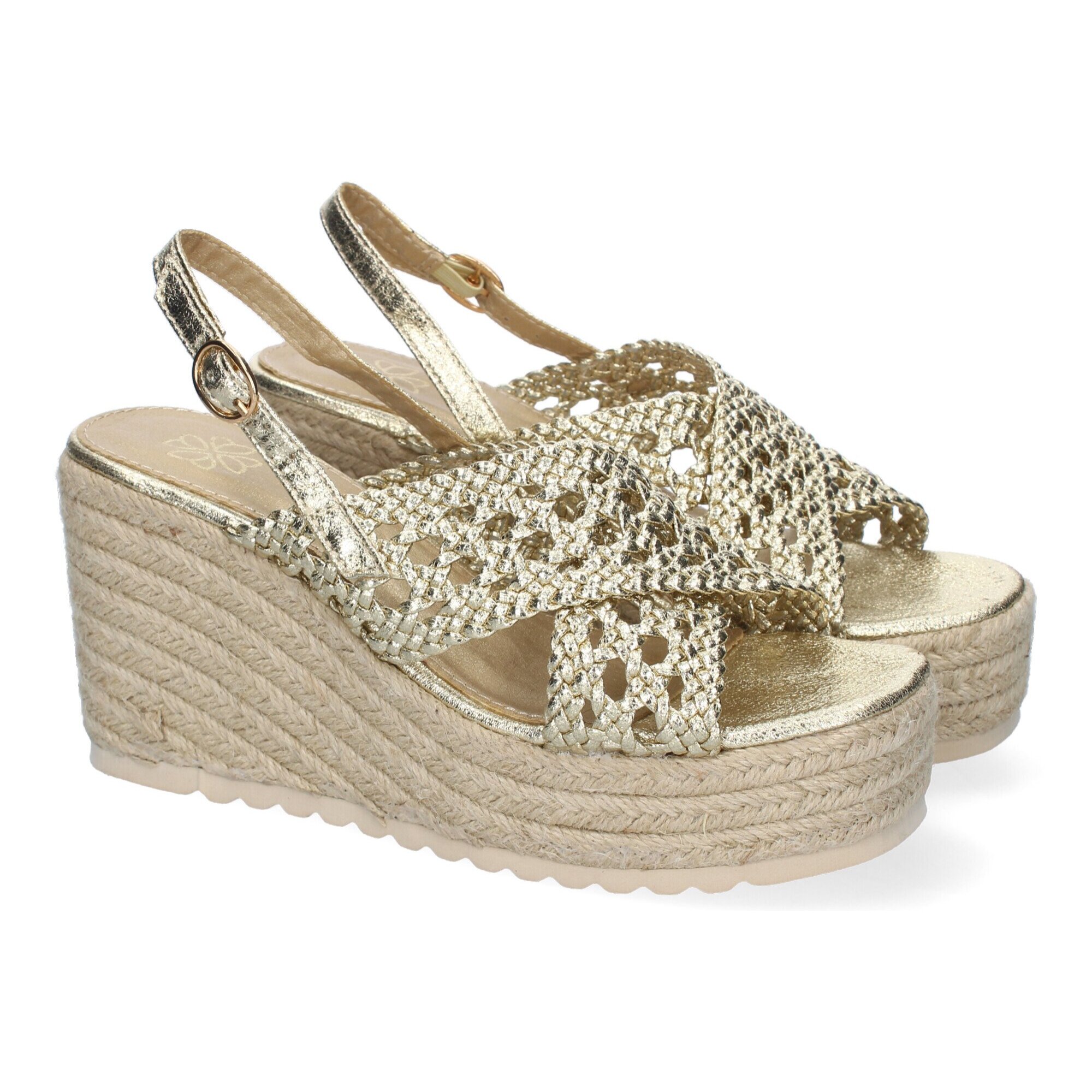 Sandalia de Cuña de Yute para Mujer, Comodas y Elegantes, Diseño Trenzado en la Pala