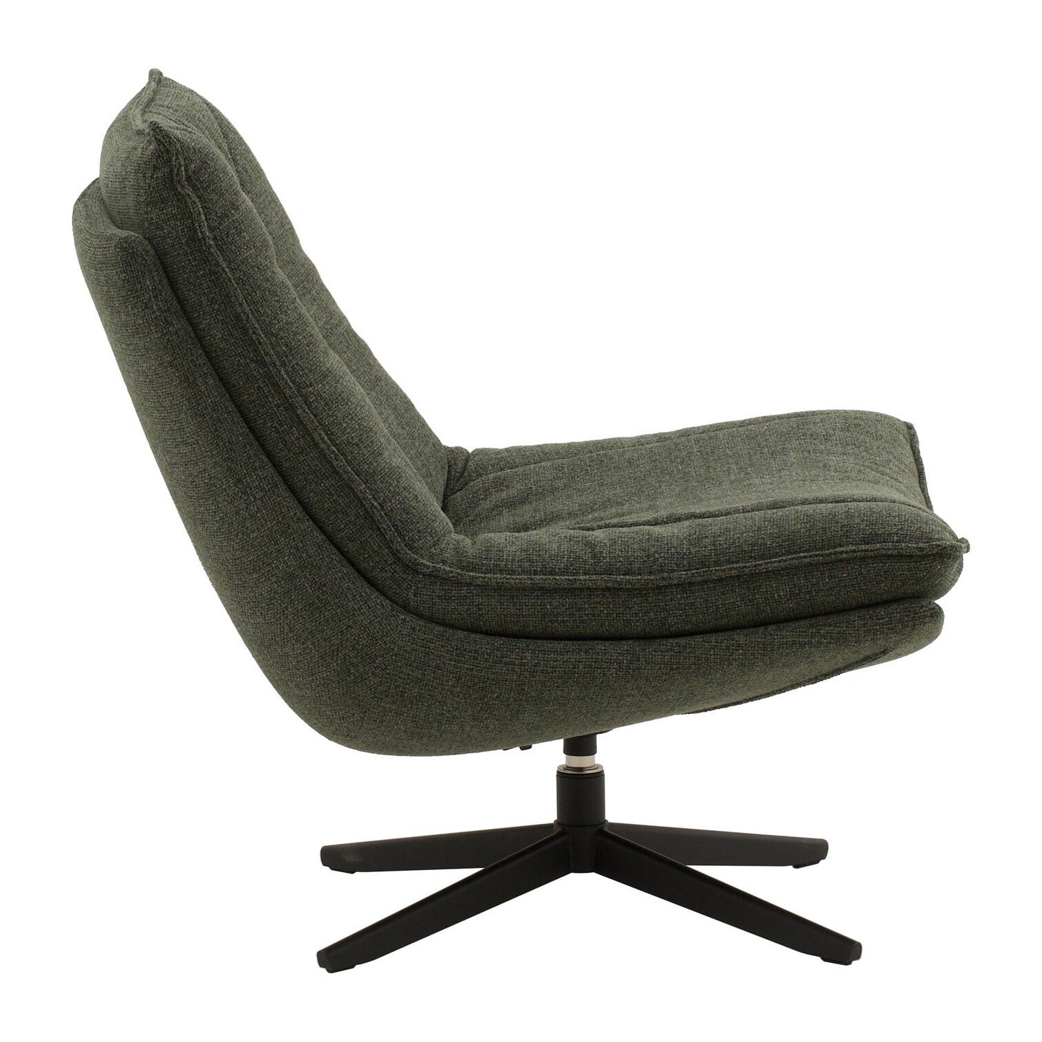 Poltrona girevole BRIKELL in tessuto verde scuro e base in metallo nero