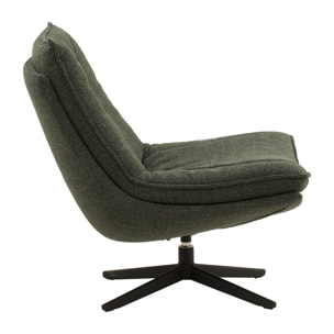 Poltrona girevole BRIKELL in tessuto verde scuro e base in metallo nero